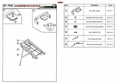 Ensemble de pièces de tête, goupille clip ZN 4.5 mm (x5) , axe assemblage éclisse (x5), poulie 142/112 avec roulement, vis H 12x50 EF ZN, fin de course haut seul, fin de course haut sans fil.