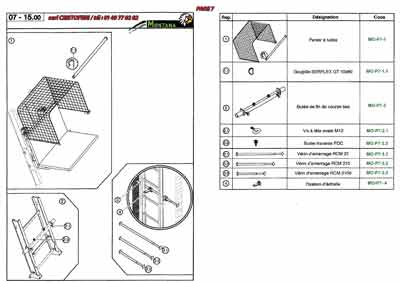 Kit panier à tuiles, panier à tuiles,  goupille SERFLEX GT 10 x 60, butée de fin de course bas, vis à tête ovale M12, butée traverse FDC, vérin d’amarrage RCM 21, vérin d’amarrage RCM210, vérin d’amarrage RCM2100, fixation d’échelles.