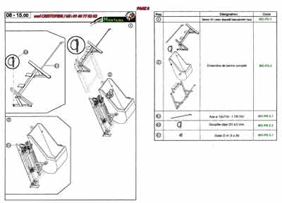 Ensemble de benne complet, axe diamètre 12 x 770- 1 TR 707, goupille clips ZN 4.5 mm, galet D41.5 X 29.