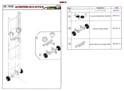 2 roues de déplacement déportées, traverse montage assisté, guides câble pour montage assisté